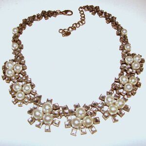 Zara Crystal & Pearl Statement Necklace